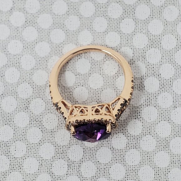 Le Vian 14K Strawberry Gold Ring 2ct Grape Amethyst 1/3ct Nude & 1/8ct Chocolate - Picture 9 of 15